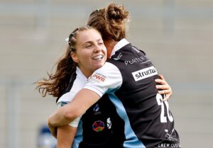 DANI BUOYED UP. Exeter Chiefs hat-trick hero Danielle Preece speaks